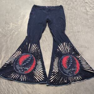 Grateful Dead Vintage Distressed Bell Bottom Hippie Stretch Flare Pants XL 28x30